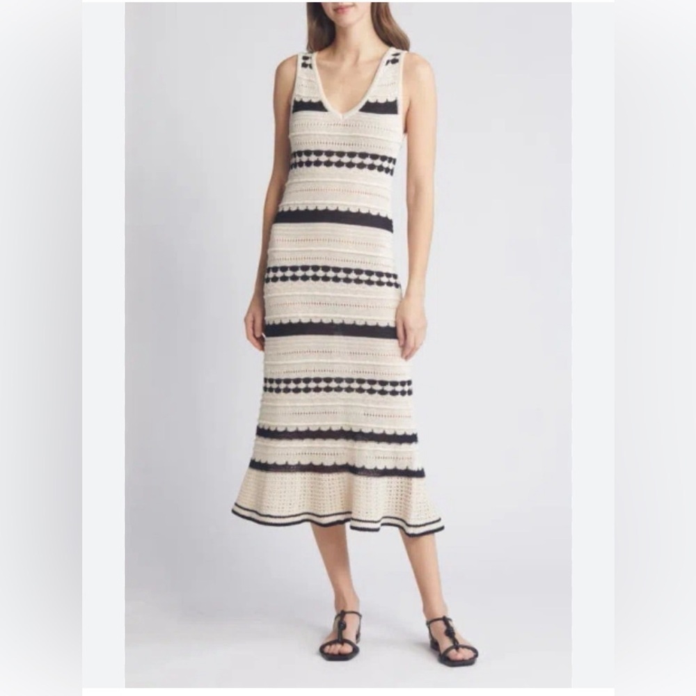 JOIE CROCHET Lined woman cottagecore resortwear boho casual maxi dress NWOT M